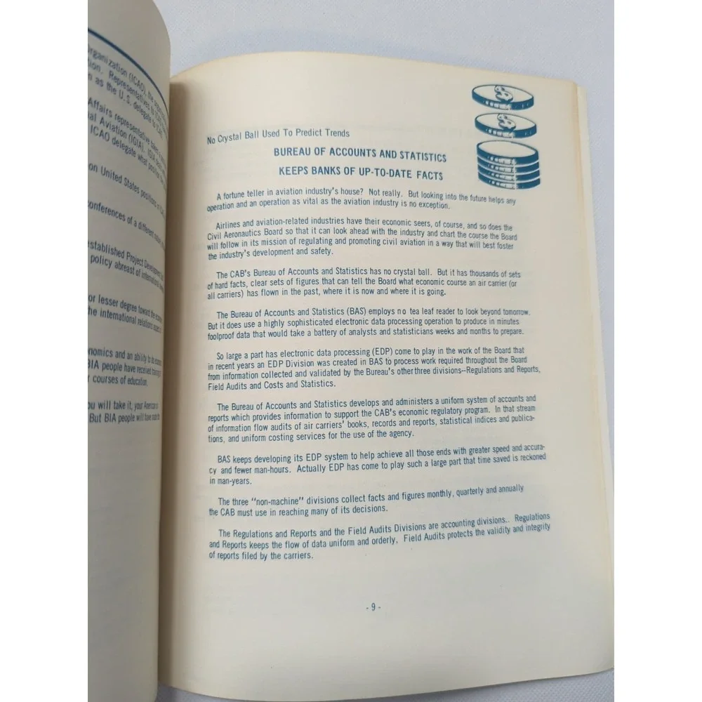 The Civil Aeronautics Board 1968 Information Booklet Regulating Airline Industry